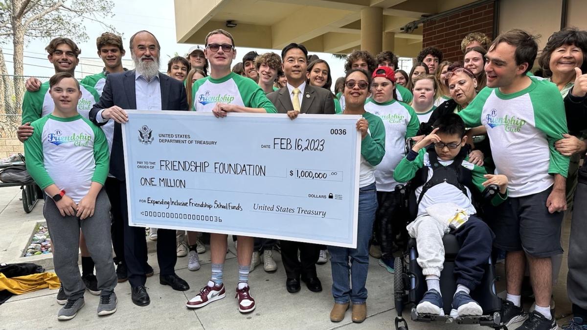 Rep Lieu presents big check to Friendship Foundation