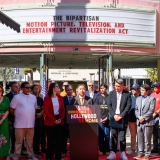 Rep. Lieu and entertainment union members rally for the national film tax credit. 