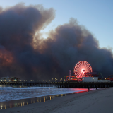 The view from Santa Monica looking north towards the Palisades fire demonstrating the magnitude of the blaze.