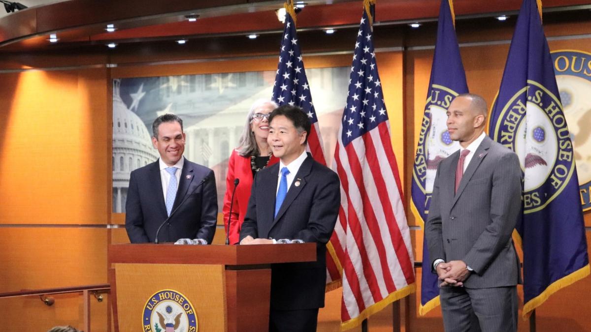 Rep Lieu at leadership Press Conference